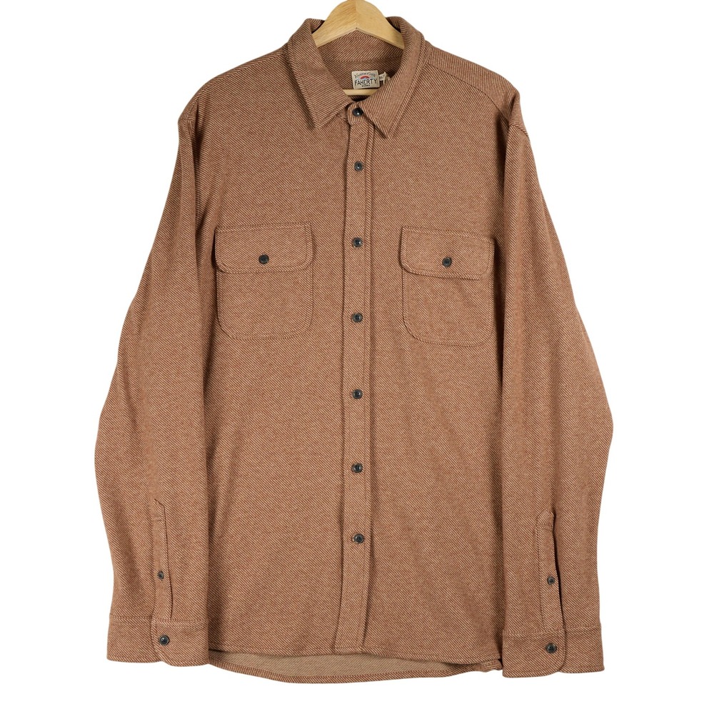 Faherty‎ Brand Legend Sweater Shirt Men's XXL Tan Long Sleeve Button Up